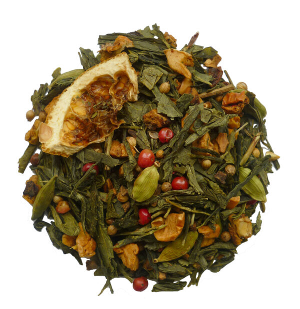 Losse groene thee met diverse specerijen